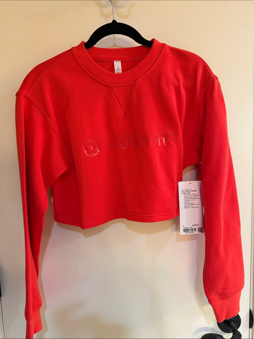 lululemon athletica Red Cropped Crewneck Sweatshirt